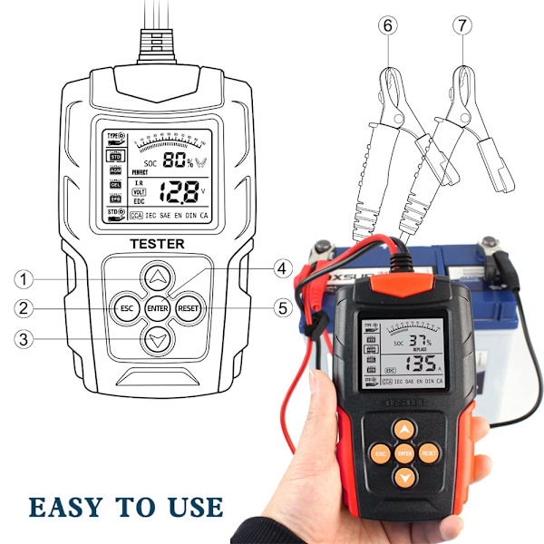 Bilbatteritestare 12V 24V CCA Inre Resistans Testare Motorcykel Batteri Analysator Diagnostiskt Verktyg
