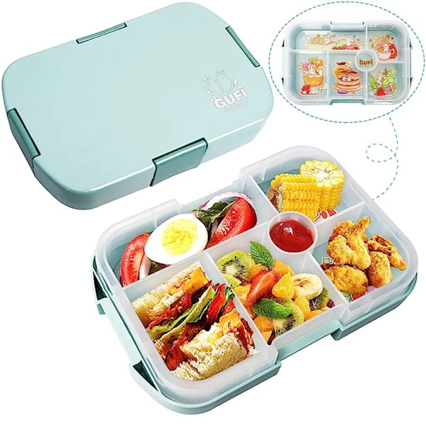 Barnematboks med rom, 920 ml barnebentoboks matboks, med 6 rom, matboks for voksne, jenter, gutter