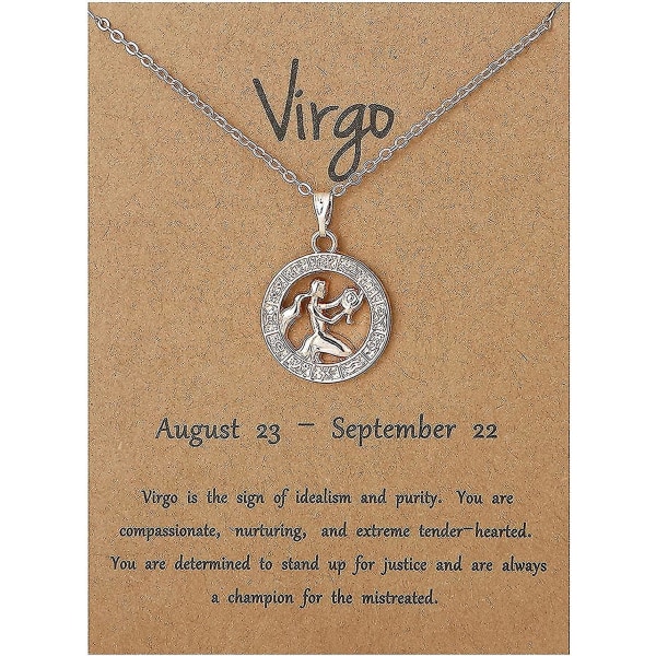 Zodiac Necklace 12 Constellation Pendant 3d Necklace Friendship Jewelry Gift For Girls Women（Virgo）