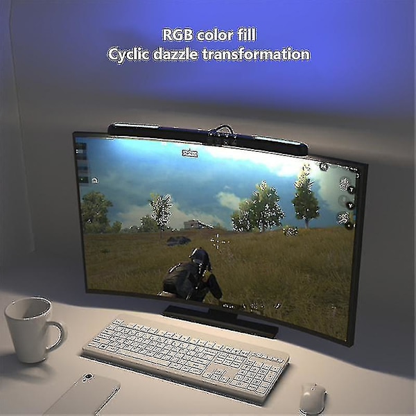 Buet skærm Monitor Hængende Lampe Lysstang Rgb Farverig Baggrund Atmosfære Lys Trinløs dæmpning Pc Monitor Lysstang（30SFS Med RGB）