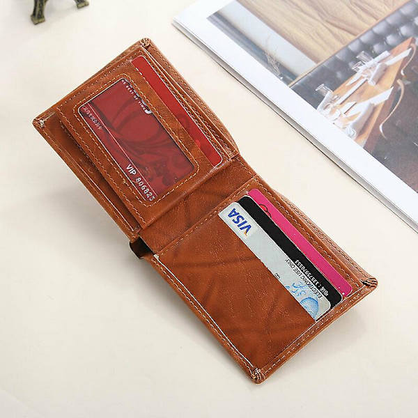 Herr US 100 Dollar Bill Läder Bifold Card Photo Holder Plånbok Handväska Handväska (Med spänne-svart)