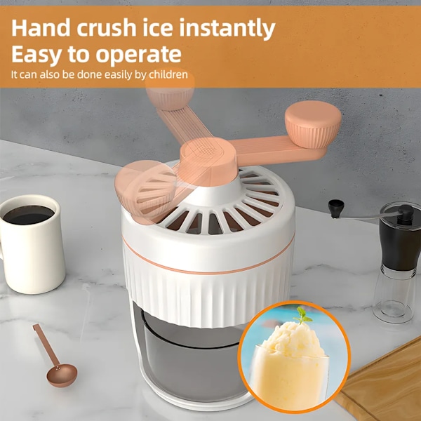 Ismaskin, handvevad slushie-tillverkare, ismaskin, vattenis, issnö, snöis, isbearbetning, is med rostfria blad