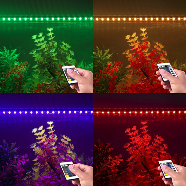 Akvarieljus, LED-ljus för akvarier, fjärrkontroll, färgglad färg, hög vattentäthet, LED-pärlor med hög ljusstyrka, förbättrad ljusstyrkedesign