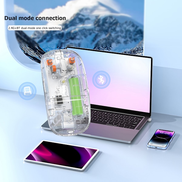 Läpinäkyvä langaton hiljainen bluetooth-hiiri tabletti kannettava toimisto koti 2.4G langaton pelihiiri