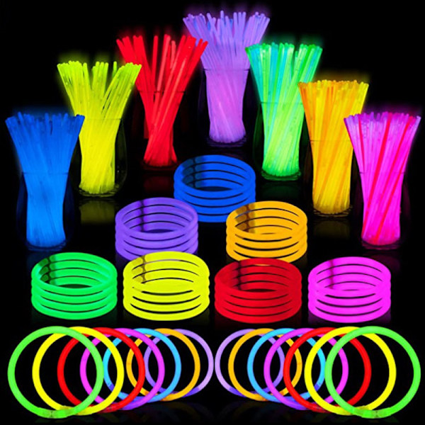 100 Ultra Bright Glow Sticks Party Set til børn – Glowing armbånd og halskæder – Neon Glow Sticks Glow Sticks til festival, bryllup
