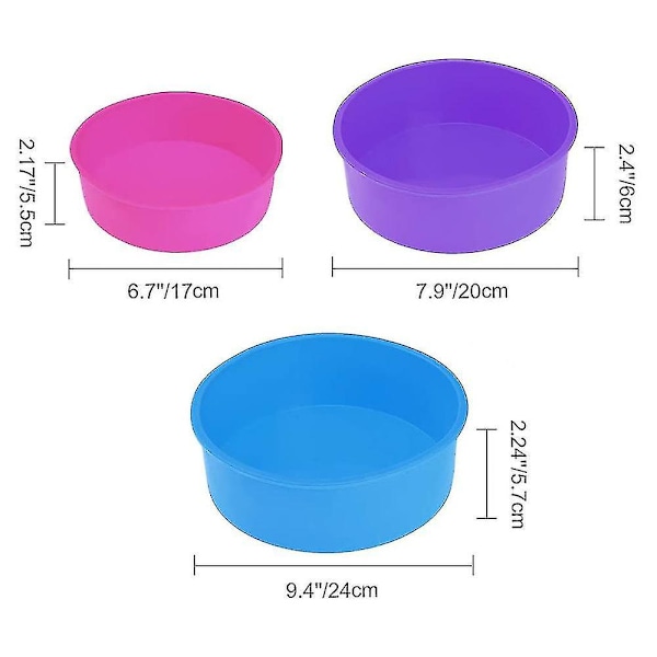 Silikonkakeform Bakekar Bakeform Rund, Bpa-fri, For kake（3stk）
