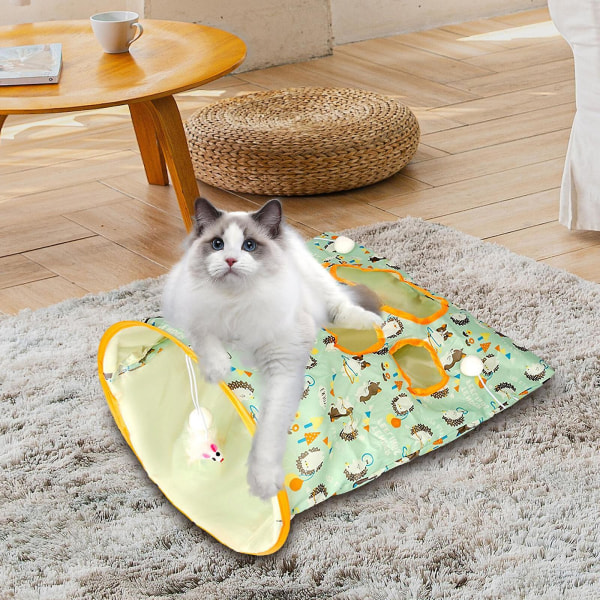 Pet Cats Tunnel Interaktiivinen leikkilelu Kissan poralaukku Käytä sisäleluja (vihreitä)