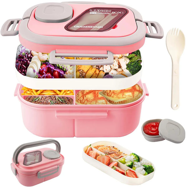 Lunchboks for barn med rom, barnas matboks, Bento matboks delt og lekkasjesikker, BPA-fri, matboks