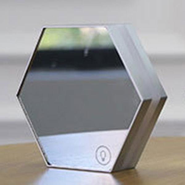 Multifunktionell nattlampa Steglös dimning Tid Temperaturdisplay Sminkspegel（Silver）