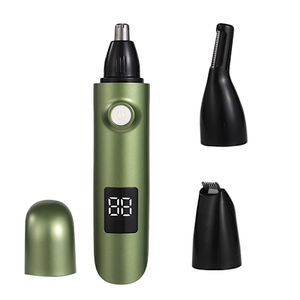 Øre- og næsehårstrimmer med LED-display, USB-genopladelig næsetrimmer til mænd og kvinder, 3 i 1 letvægts, ansigtshårstrimmer