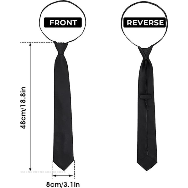 Svarta män för pojkar Clip-on slipsar Enfärgad Uniform förjusterbar slips för examen Bröllop Man