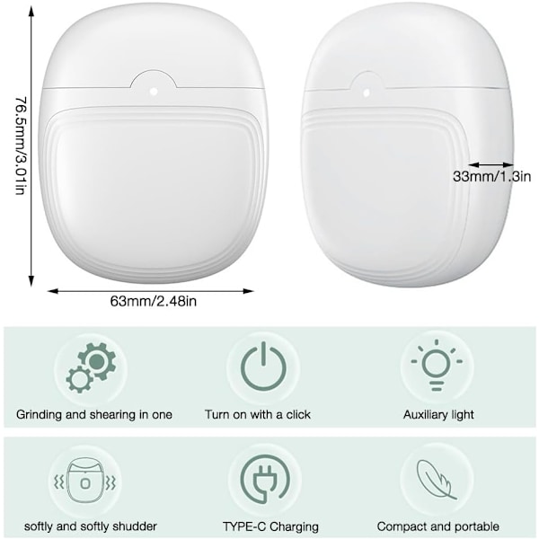 Elektrisk neglesaks, USB-oppladbar neglesaks, automatisk neglesaks, bærbar neglefil for barn, eldre