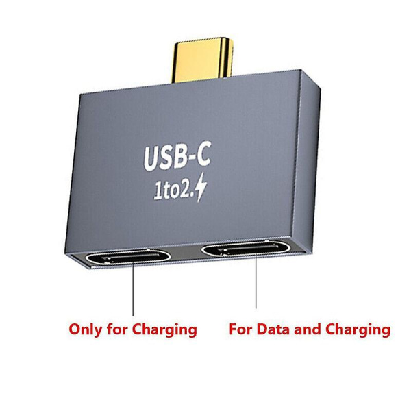 Ny typ-C splitter USB C hane till dubbel USB C hona laddare Conventer Adapter c