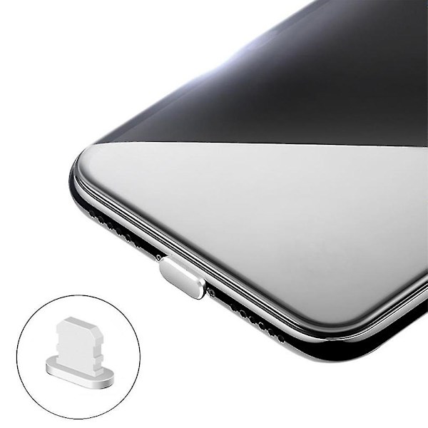 4 kpl Sopii iPhonelle Apple Mobile Phone USB latausportin pölypistoke (4 kpl, hopea)