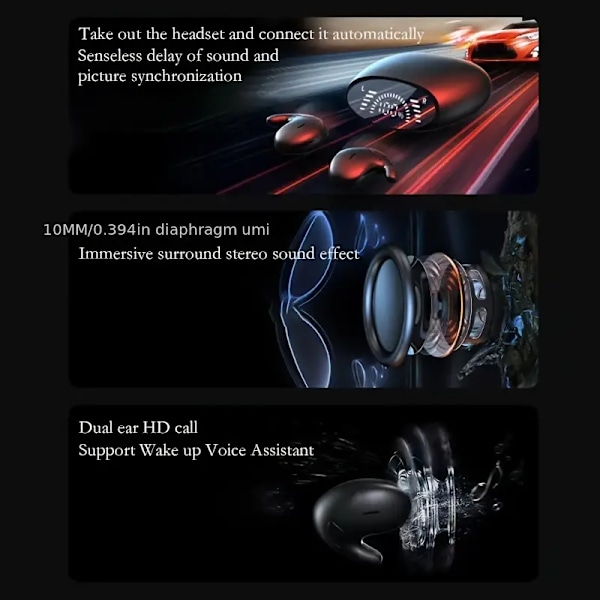 Ultra lang standby trådløs hovedtelefon headset - Ultra tynd on-ear sports bas til Android og iOS