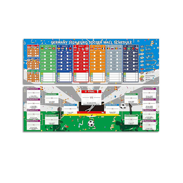 2024 UEFA EM-plan Kamp Fotballplakat Stue Bardekorasjon Skrapbar engelsk stil FLYE3721（One Size，A）