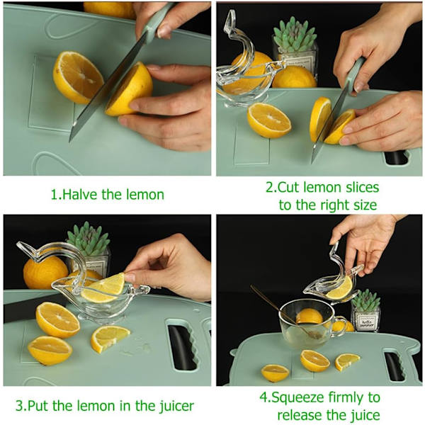 Manuel citronpresser, 4-pakke akryl manuel citron skivepresse fugl bærbar transparent frugtpresser