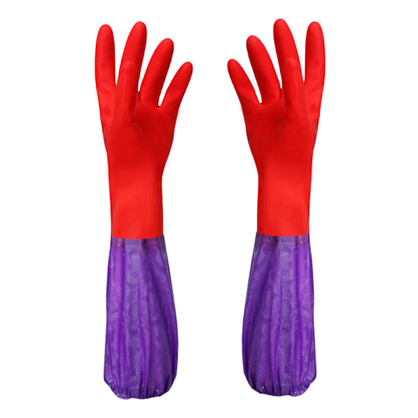 Fleece-Lined Latex Extended Household Gloves - Durable, Cleaning-Specific Gloves for Dishwashing and Laundry