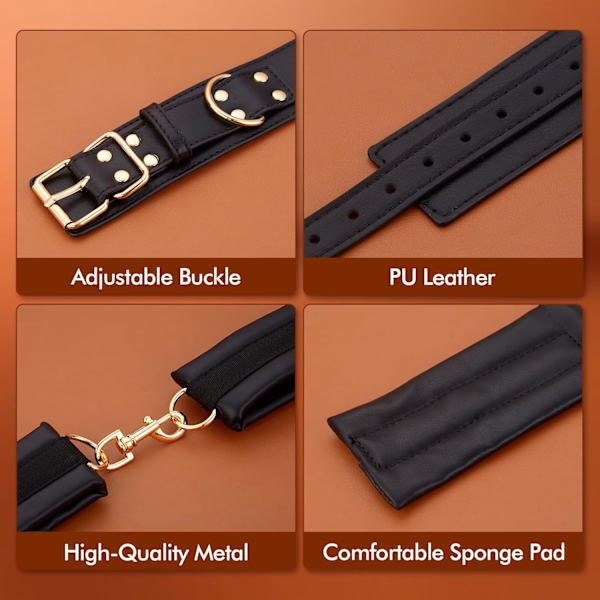 Sexuellt Bondage BDSM-kit med begränsningar - Sexleksaker för par Hals till handled SM-utrustning & tillbehör Spel 7-delar