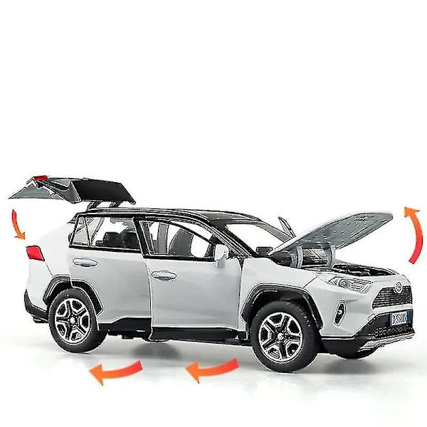 1:32 RAV4 SUV 2023 Alloy Die Cast Lekebilmodell Lyd og lys Trekk tilbake Barneleke Samleobjekter Bursdagsgave