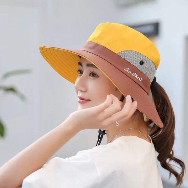 Dame Sommer Mesh Bred Solhatt Med Hestehalehull (4)