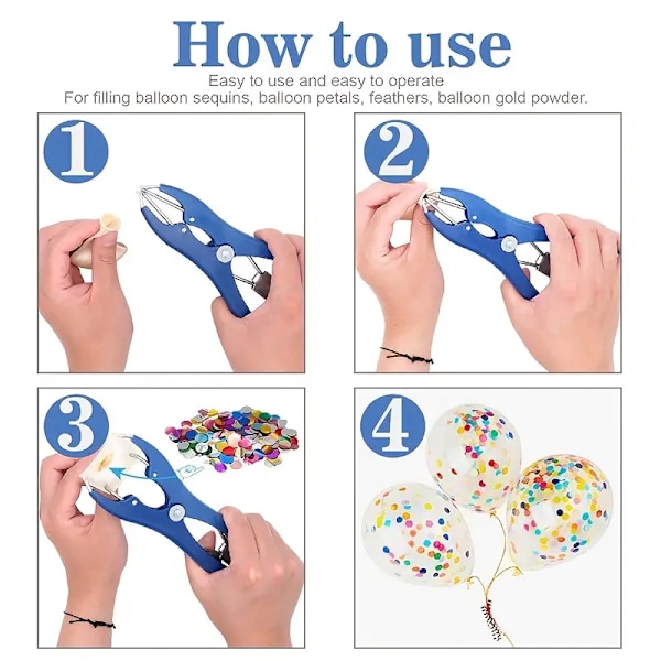 Ballongfyllningsverktyg, Fyllningstång, Ballongmunstycke i rostfritt stål, DIY-verktyg, Konfettipapper, Bordsdekorationer, Festdekorationer