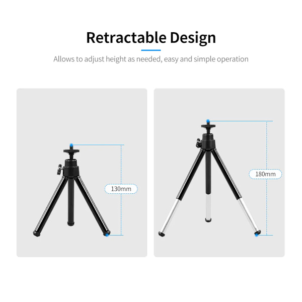 Bærbar webcam-stativ, let mini webcam-stativ til smartphone, webcam-stativ til skrivebord, telefonholder, bordstativ