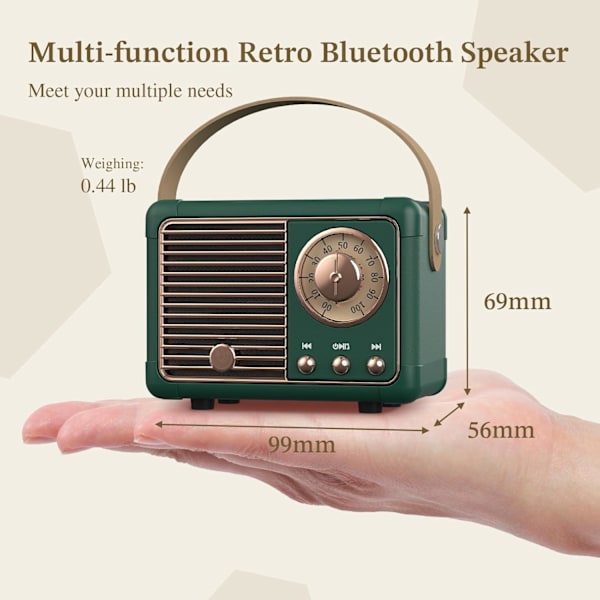 Retro Bluetooth-kaiutin, vintage-sisustus, mini langaton Bluetooth-kaiutin, söpö vanhanaikainen tyyli, tukee USB/TF-korttia/AUX-liitäntää keittiön työpöydälle makuuhuoneeseen toimistoon