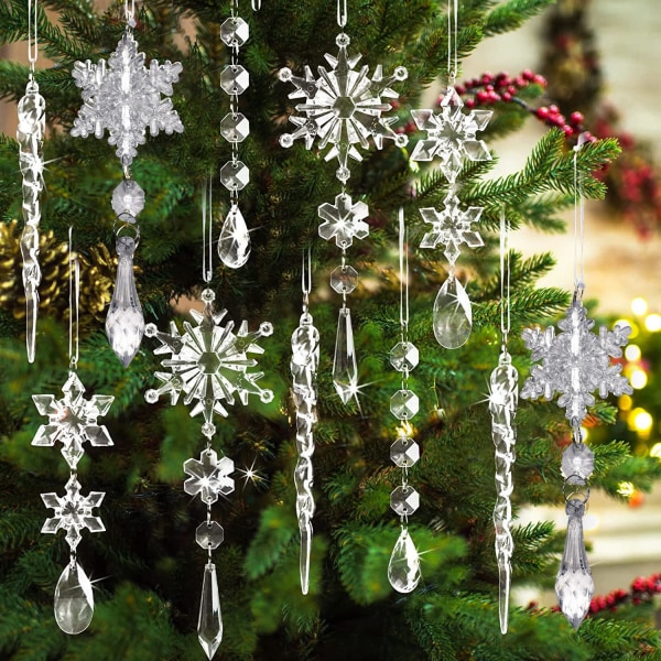 20st julsnöflingor julgransdekoration Kristallprydnader Set Vinter Wonderland Födelsedag Nyår Festtillbehör
