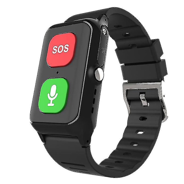 Sos Smart Armband för seniorer med GPS-info push, pulsmätning med inbyggd spårningsklocka（Svart）