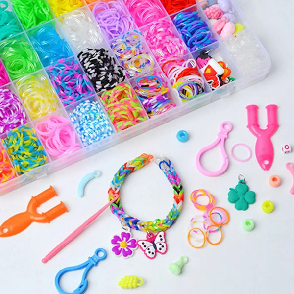 DIY pedagogisk barns leksak regnbåge gummiband vävstol 36 rutnät handgjord färgglad gummiband vävning armband set
