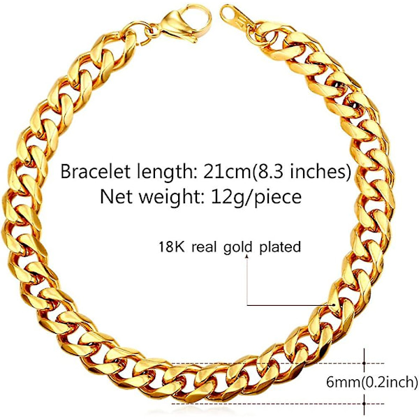 Robust cubansk kædearmbånd til mænd og kvinder. Tre farver. B:3/6/9/12 mm. L:16/19/21 cm. Leveres i gaveæske