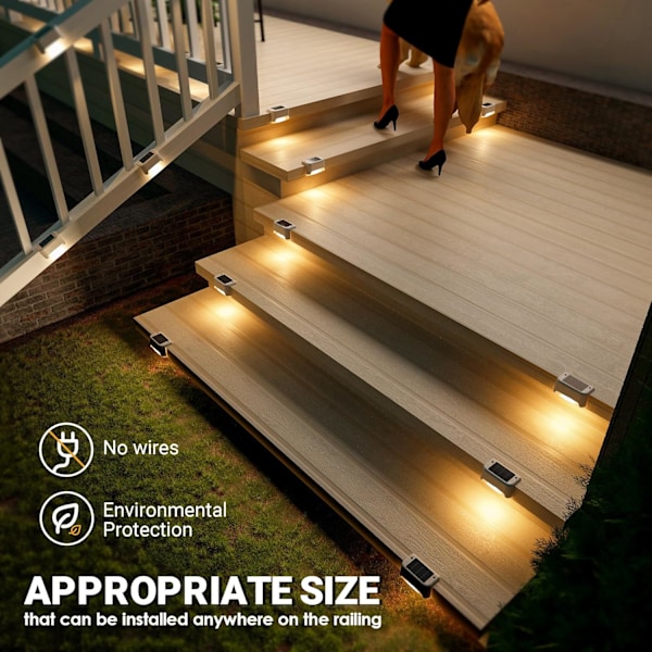 Solcelle Gjerdelys Utendørs 16 Pakk, Solcelle Trappelys Vanntette Led Solcellelys for Utendørs Trapper, Dekk, Gjerde, Hage, Patio