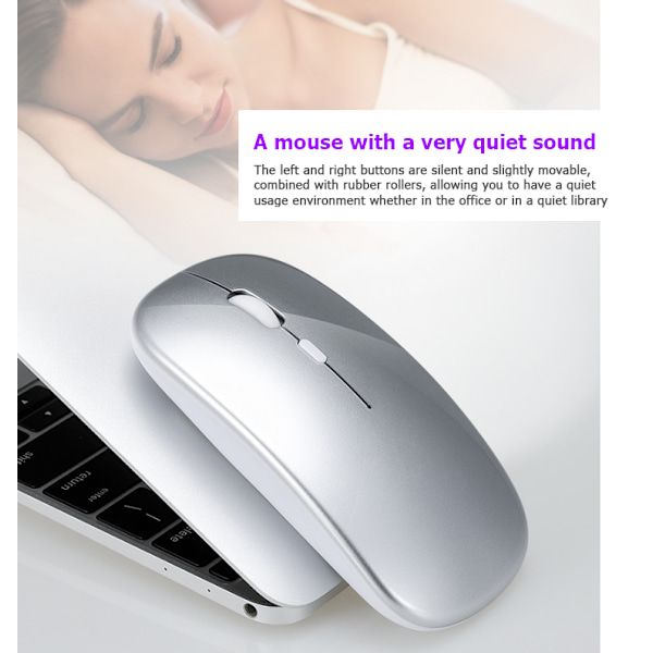 Trådløs dobbelmodus Bluetooth-mus for Apple-enheter: Stillegående, oppladbar, perfekt for bruk på bærbare datamaskiner på kontoret