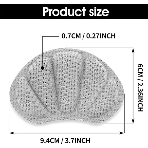 6 par premium hælputer, hælputer til sko som er for store, hælputer, hælbeskyttere, hælholdere, selvklebende komfortsåler