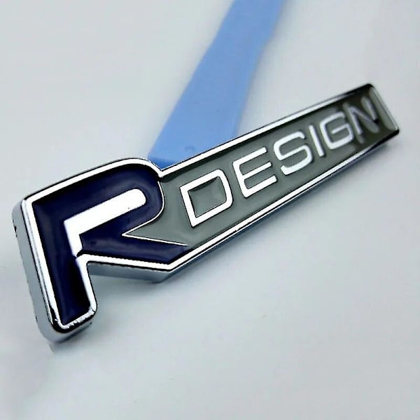 3d Metall Krom Röd Svart Logotyp Rdesign Emblem Bilskärmmärke Trunk Dekal För Volvo S60l V40 V60 Rdesign Dekaltillbehör（Blå）