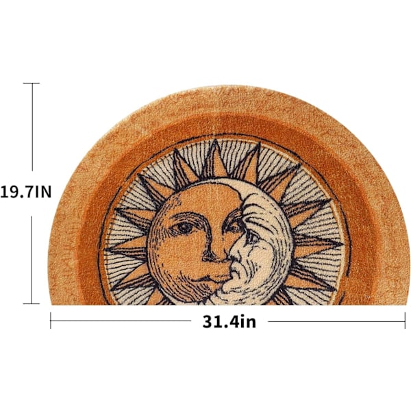 Boho puolipyöreä ovimatto, Bohemian Sun & Moon puoliympyrän muotoiset ovimatot, liukumaton matto Pehmeä ovimatto sisäoveen 50x70cm
