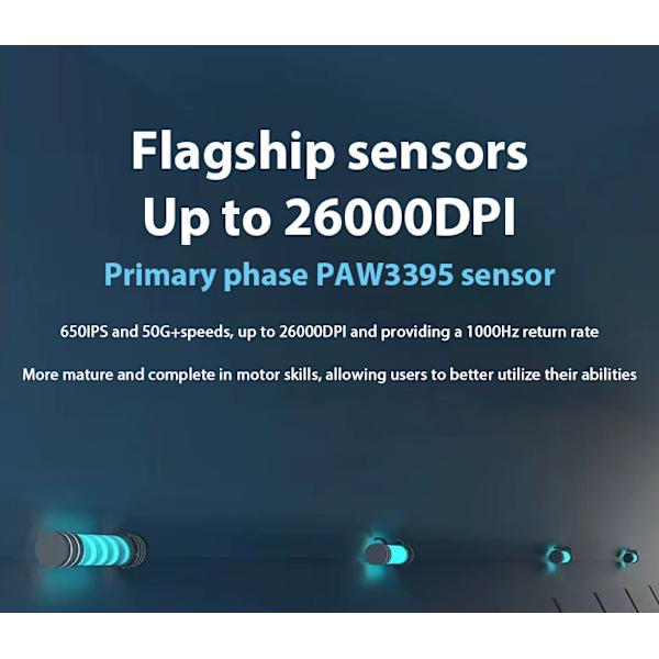 Trådlös spelmus 56g PAW3395 Ultralätt 26000DPI Programmerbar 1000Hz USB-C Trådbunden PC-möss 6 knappar för Mac, bärbar dator, PC