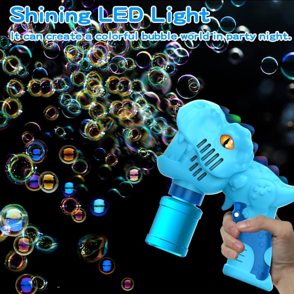 Dinosaurie-bubbelmaskingevär 4000+ bubblor/minut, med bubbellösning, barnens bubbelleksakspresent/födelsedag/fest, bubbelpistolmaskin