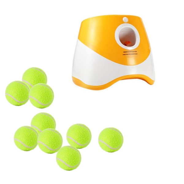 Hundautomatisk bollkastare med 3/6/9 bollar Hållbar bollkastmaskin för liten medelstor hund (9 bollar, orange)
