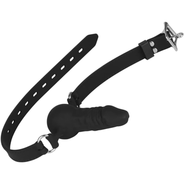 Svart Silikon-Gag med Klype-Spenne for BDSM-Lek - Justerbar Munn-Restraint for Alternativ Voksen Gøy