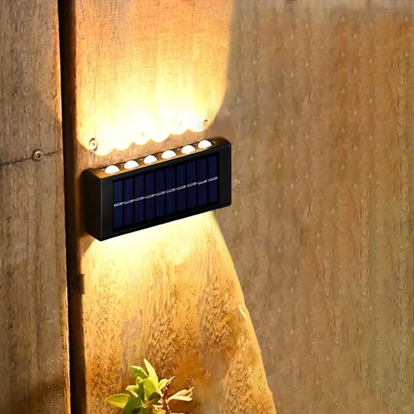 Aurinkokäyttöinen seinävalaisin ulkokäyttöön, ylös- ja alaspäin suuntautuvat valot, 12 LED:n aurinkovalot IP65 vedenpitävä seinävalaisin, LED-puutarhavalaisin, puutarhavalot, lämmin valkoinen