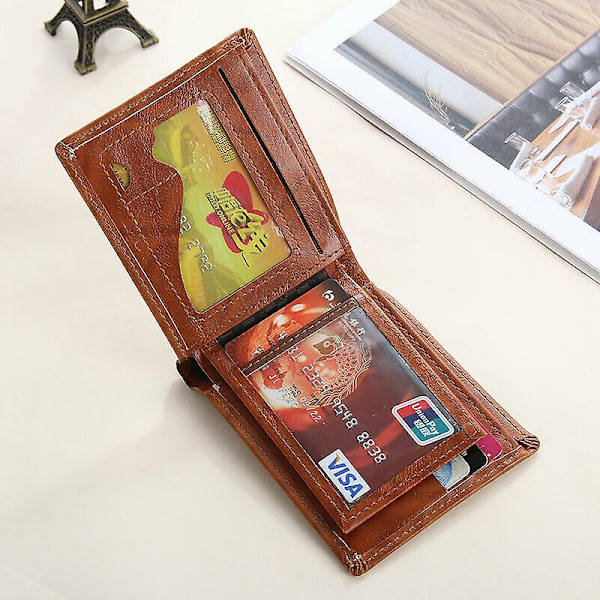 Herr US 100 Dollar Bill Läder Bifold Card Photo Holder Plånbok Handväska Handväska (Med spänne-svart)