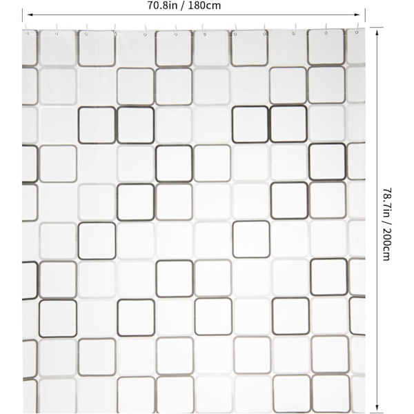 Dusjforheng, antimugg vanntett 180x200cm vaskbar antibakteriell stoff polyester badekarforheng med 21 dusjforhengringer