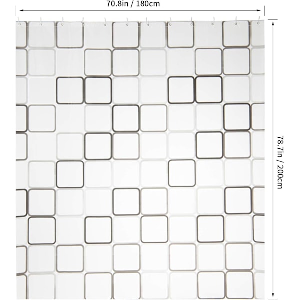 Suojusverho, hometta hylkivä, vedenpitävä 180x200cm, pestävä antibakteerinen kangaspolyesteri-kylpyverho 21 suihkuverhorenkaalla