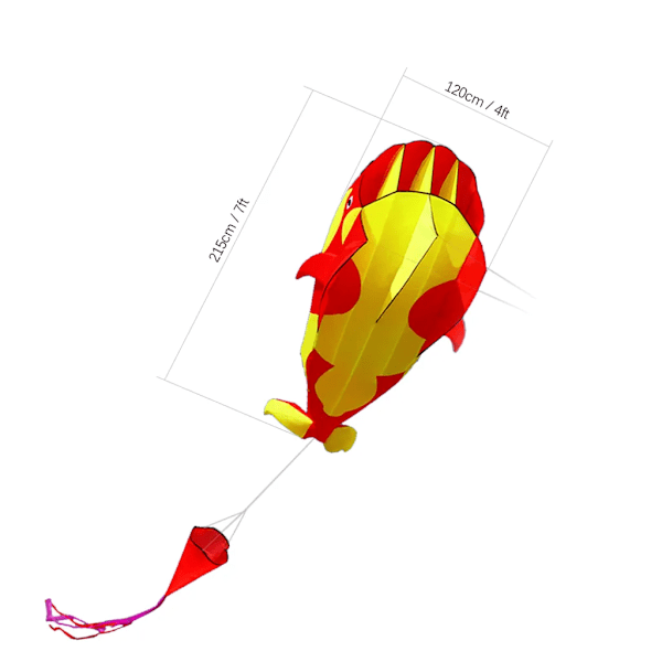 3D Børne Voksne Drage Gigant Rammeløs Blød Parafoil Gigant Hval Drage med 30m Enkelt Line Flyvende Drage, 120×215cm Strand Drage med Opbevaringspose