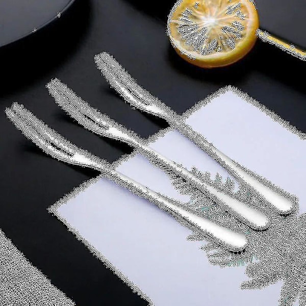 Små rustfri stålgafler til cocktailforretter Dessertfest 10 stykker 2-benet frugtgaffel høj kvalitet(hy)