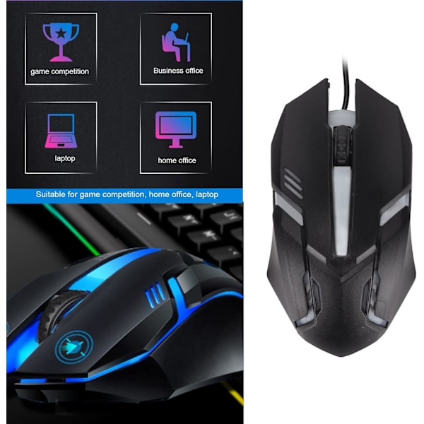 RGB Gaming Mus, 1600 DPI Computer Kablet Mus, Ergonomisk Gaming Mus, Farverige Lys, 3D Rullehjul, til Win10 8 7 til Win til Win XP