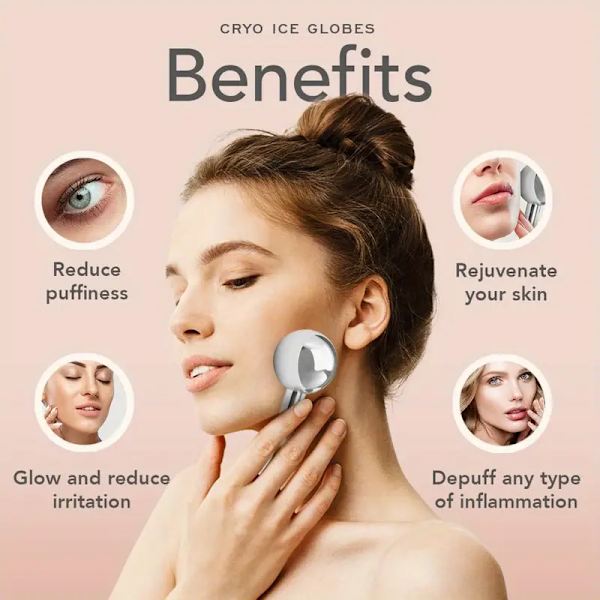 Facial Massage Ice Balls -pakkaus, ruostumattomasta teräksestä valmistetut kasvo-, kaula- ja silmähierontapallo, kuumat ja kylmät kasvohierontapallo