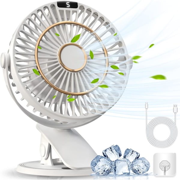 Mini Fan, Quiet, 5 Speed Levels, Clip, Table Fan with Battery, Mini Fan, USB, 720° Rotation Setting, Suitable for Home/Office/Outdoor/Travel